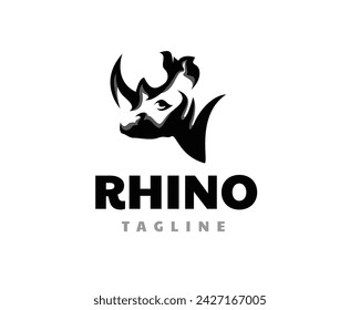 black silhouette rhino side view logo icon symbol design template illustration inspiration
