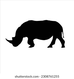 A black silhouette of a rhinoceros