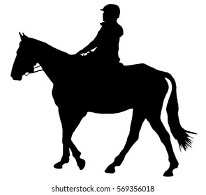 Black Silhouette Rider On Horse On Stock Vector (Royalty Free ...