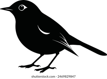 Silueta negra de un pájaro petirrojo en formato Vector; una ilustración llamativa y elegante para cualquier proyecto. Vector, obra de arte, ilustración.