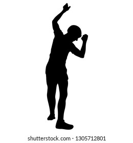 Black silhouette rock climber on white background.