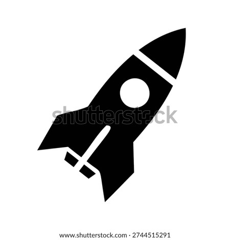 Black silhouette of a rocket ship taking off spaceship