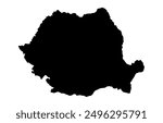 Black Silhouette of a Romania Country land Map