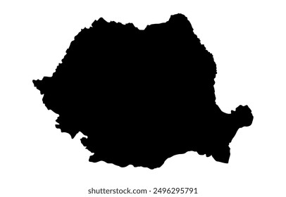 Black Silhouette of a Romania Country land Map