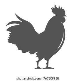 Black silhouette of a rooster. Isolated on a white background. Vector illustration.