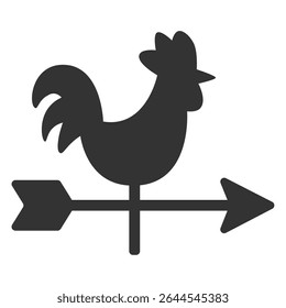 Black Silhouette of Rooster Weather Vane Icon
