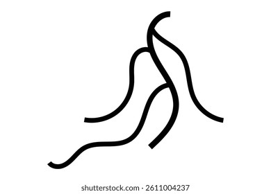 black and silhouette root icon on white background.