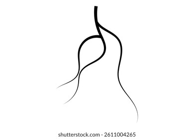 black and silhouette root icon on white background.