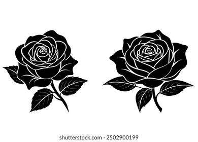 Ilustración de Arte vectorial de flor de rosa de silueta negra