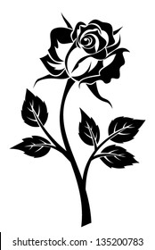 Similar Images, Stock Photos & Vectors of Black silhouette of rose with ...