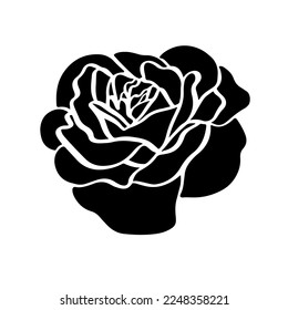 Black silhouette of rose template for decor