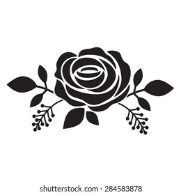 Black silhouette of rose. Vector illustration.