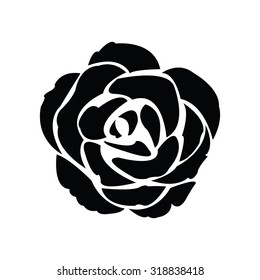 Black silhouette of rose. Vector illustration.