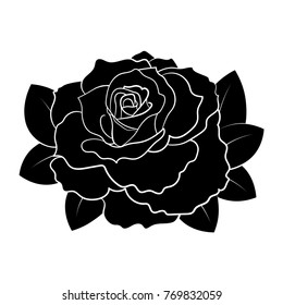 Black Silhouette Roses Leaves Rose Tattoo Stock Vector (Royalty Free ...