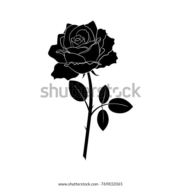 Black Silhouette Roses Leaves Rose Tattoo Stock Vector (Royalty Free ...