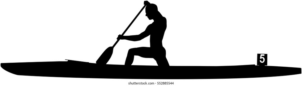 black silhouette rower athlete in canoe sprint. competition in Canoeing