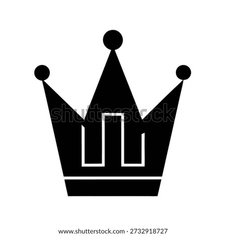 A black silhouette of a royal crown featuring three points and square-shaped jewels, symbolizing monarchy, power, or top status.