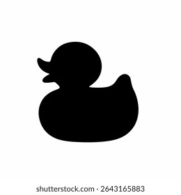 Black silhouette of a rubber duck toy animal