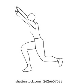 A black silhouette of a runner, an athlete in motion, shows a man jumping during a sport exercise