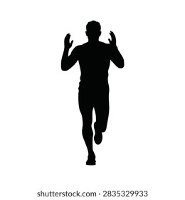 Black silhouette of a runner in full stride
