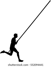 black silhouette running athlete male pole vault