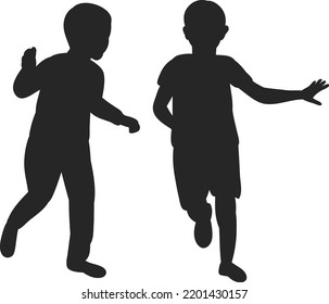 Black Silhouette Running Kids Isolated Vector Stock Vector (Royalty ...