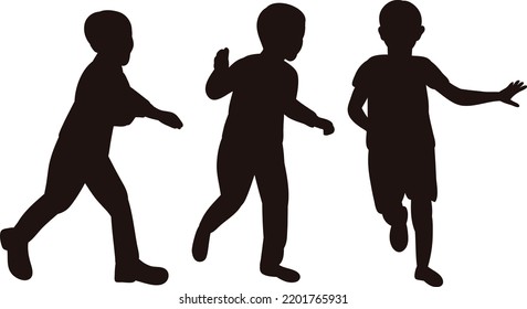 Black Silhouette Running Kids Isolated Vector Stock Vector (royalty 