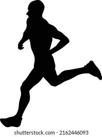 black silhouette of running male athlete