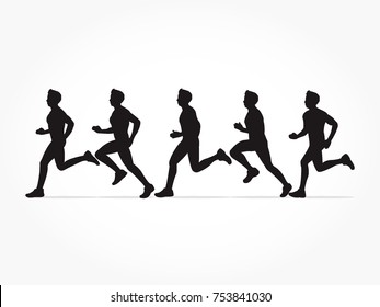 black silhouette of running man motion