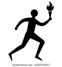 Black Silhouette Running Man With Object Vector	