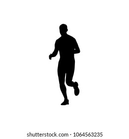 Black silhouette of running man. Race symbol. Vector illustration