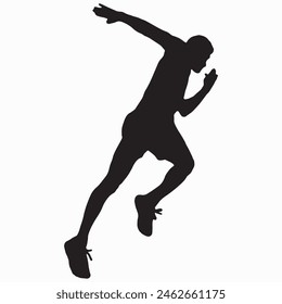 Black silhouette of running man, Man running sprinting silhouette flat icon for exercise apps and websites