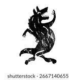 Black silhouette of a running wolf in side view, isolated on a white background, perfect for design and branding