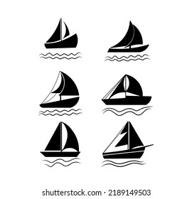 Black Silhouette Sailboat Collection On White Stock Vector (Royalty ...