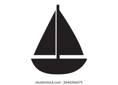 Silhueta preta de um veleiro em um fundo branco simples