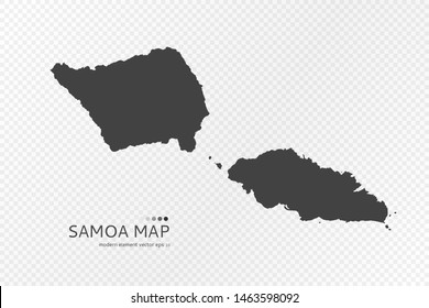 Black silhouette of Samoa map on transparent background. EPS10 vector file organized in layers for easy editing.
