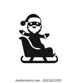 Black silhouette of Santa Claus in traditional hat vector illustration