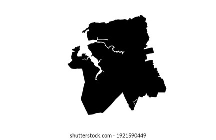 Black silhouette of sao luis city map in brazil on white background