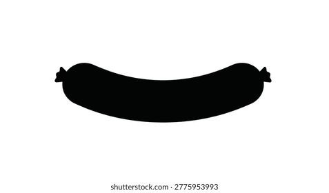 A black silhouette of a sausage shape is isolated on a white background. This graphic features a clean, simple silhouette