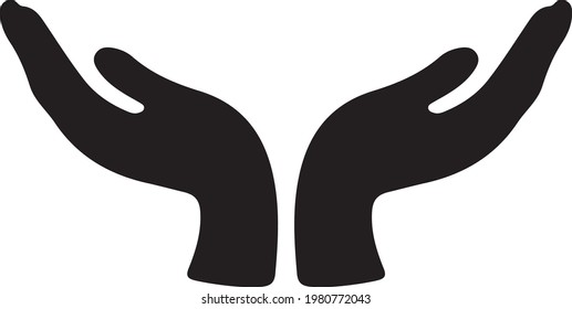 black silhouette save sign human hands symbol vector graphic design
