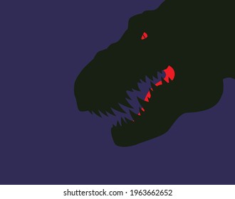 Black silhouette of a scary dragon head. Vector image for illustrations.