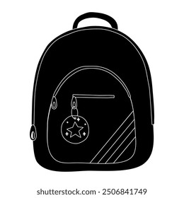 Black silhouette of school backpack, glyph icon flat vector
