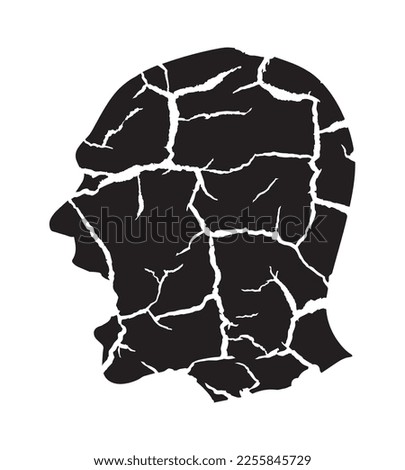 Black silhouette of screaming desperate man, cracked earth texture.
Expressive Stylized Illustration of an angry man. Mental health concept. Isolated on white background. Vector available.