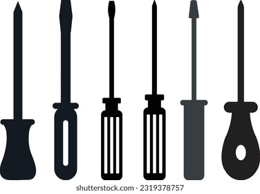 Black silhouette of Screwdriver. Detail and Simple Screwdriver icon