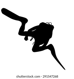 Black silhouette scuba divers. Vector illustration.