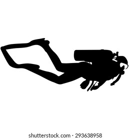 Black Silhouette Scuba Divers Vector Illustration Stock Vector (Royalty ...