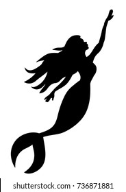  black silhouette of sea mermaid