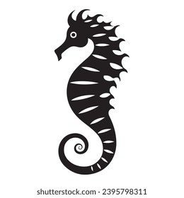 A black Silhouette seahorse animal