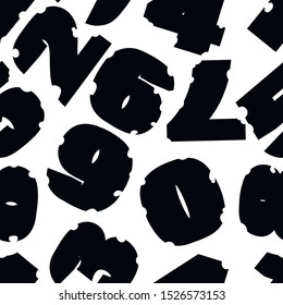 Black silhouette seamless pattern of numbers cheese style cartoon food design flat vector illustration isolated on white background