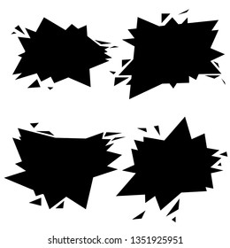 Black silhouette. Set of modern abstract logo for banners. Triangles red colorful logo. Flat geometric shapes with text. Vector illustration on white background.